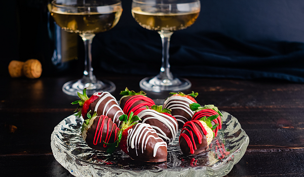 Champagne + Chocolate Covered Strawberries