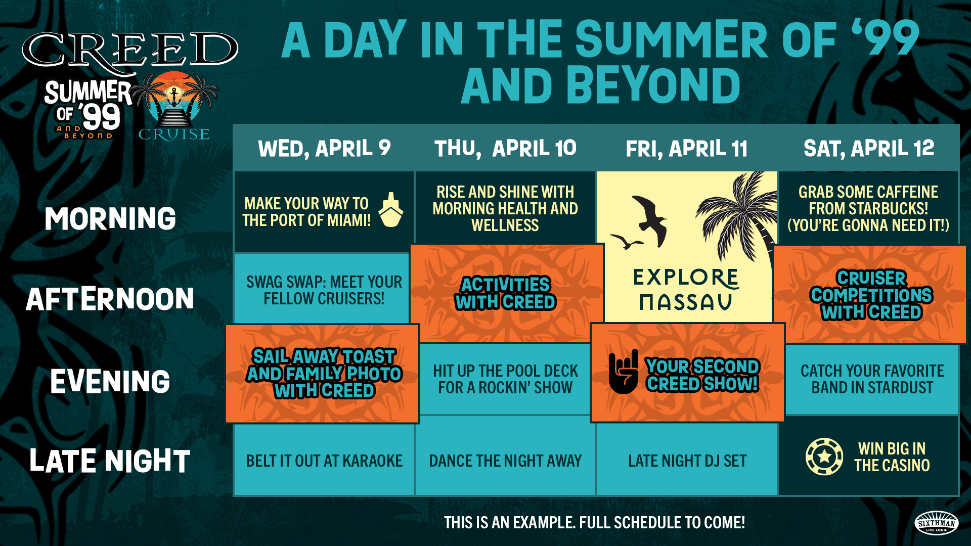 Schedule Summer Of 99 And Beyond Cruise