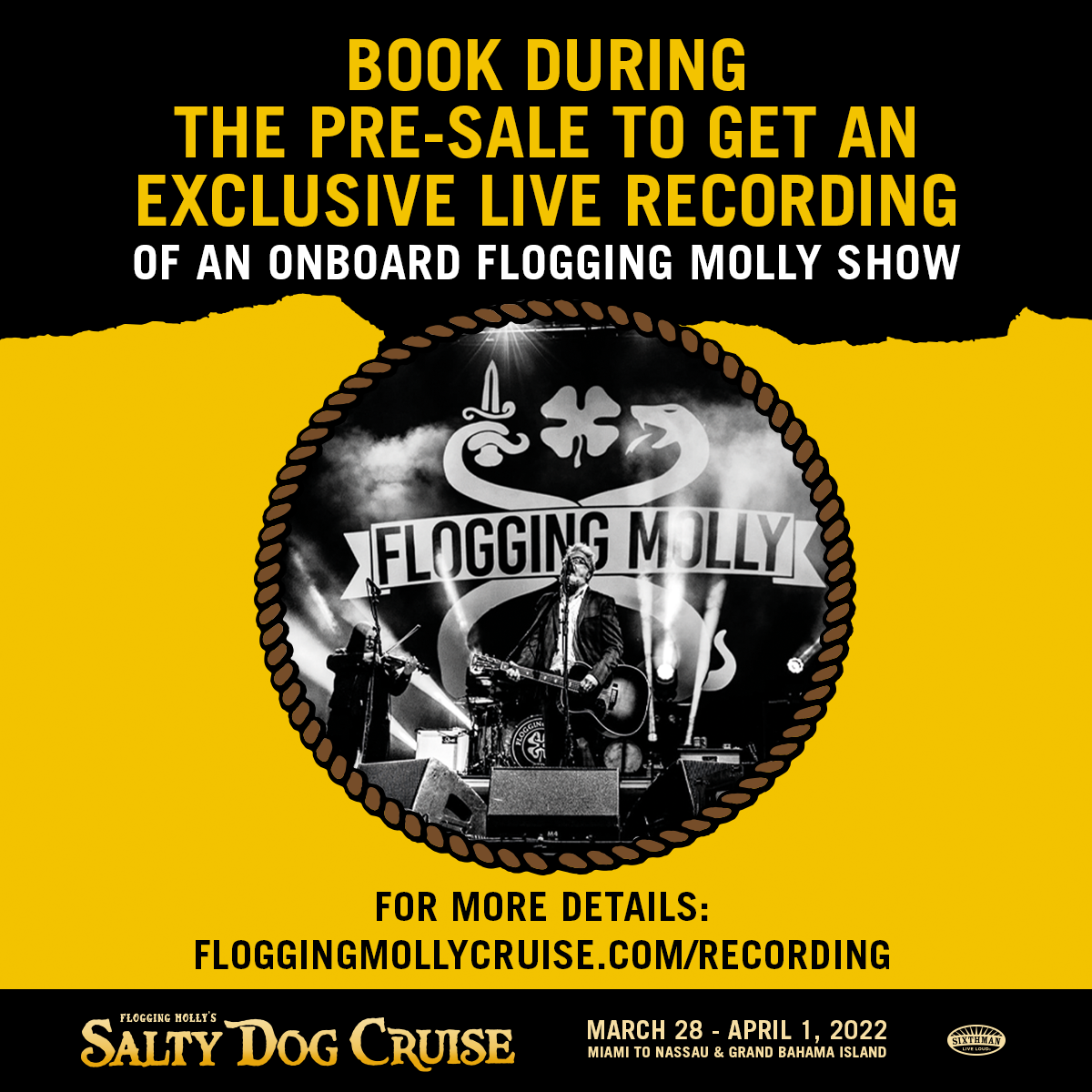 Book During the PreSale For Perks! Flogging Molly's Salty Dog Cruise